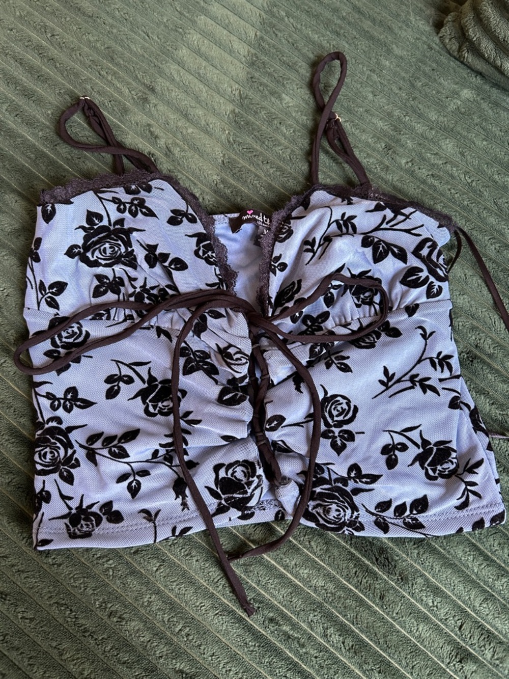 Floral Lace-Trim Crop Tank Top